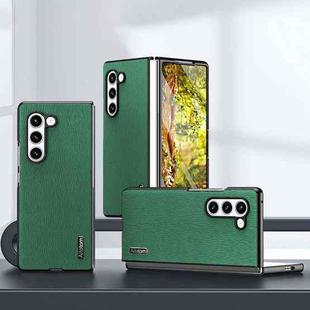 For Samsung Galaxy Z Fold6 5G Tree Bark Leather Shockproof Phone Case(Green)