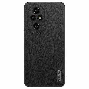 For Honor 200 Pro Tree Bark Leather Shockproof Phone Case(Black)