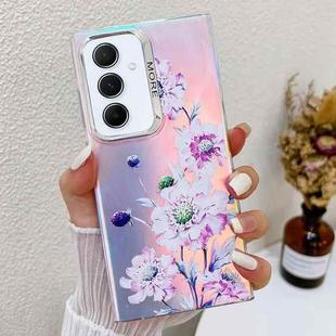 For Samsung Galaxy A55 5G Electroplating Laser Flower Texture TPU Phone Case(Zinnia AH9)