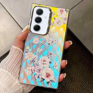 For Samsung Galaxy A55 5G Electroplating Laser Flower Texture TPU Phone Case(Rose AH15)
