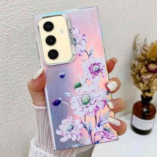 For Samsung Galaxy S24+ 5G Electroplating Laser Flower Texture TPU Phone Case(Zinnia AH9)