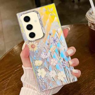 For Samsung Galaxy S24 5G Electroplating Laser Flower Texture TPU Phone Case(Chrysanthemum AH5)