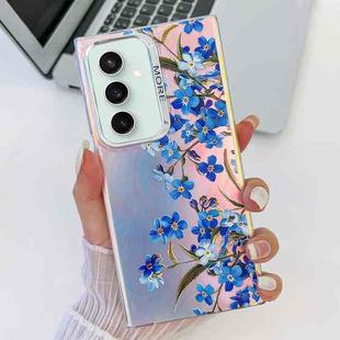 For Samsung Galaxy S23 FE 5G Electroplating Laser Flower Texture TPU Phone Case(Myosotis AH2)