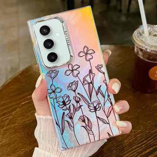 For Samsung Galaxy S23 FE 5G Electroplating Laser Flower Texture TPU Phone Case(Drawn Flowers AH3)