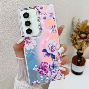 For Samsung Galaxy S23 FE 5G Electroplating Laser Flower Texture TPU Phone Case(Peony AH11)