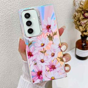 For Samsung Galaxy S23 FE 5G Electroplating Laser Flower Texture TPU Phone Case(Cosmos Flower AH7)