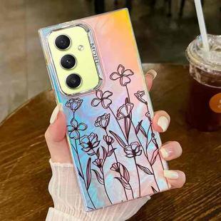 For Samsung Galaxy A34 5G Electroplating Laser Flower Texture TPU Phone Case(Drawn Flowers AH3)