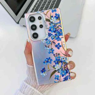 For Samsung Galaxy S23 Ultra 5G Electroplating Laser Flower Texture TPU Phone Case(Myosotis AH2)