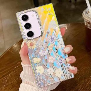 For Samsung Galaxy S23+ 5G Electroplating Laser Flower Texture TPU Phone Case(Chrysanthemum AH5)