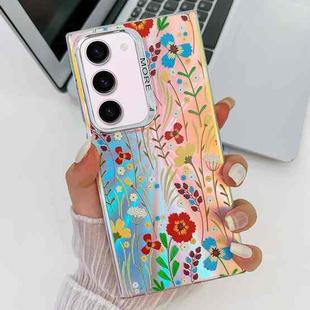 For Samsung Galaxy S23+ 5G Electroplating Laser Flower Texture TPU Phone Case(Flower AH6)