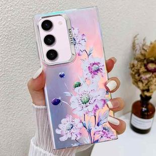 For Samsung Galaxy S23+ 5G Electroplating Laser Flower Texture TPU Phone Case(Zinnia AH9)