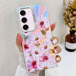 For Samsung Galaxy S23+ 5G Electroplating Laser Flower Texture TPU Phone Case(Cosmos Flower AH7)