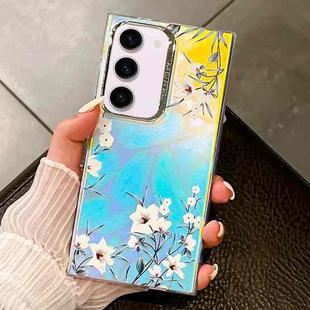 For Samsung Galaxy S23+ 5G Electroplating Laser Flower Texture TPU Phone Case(Morning Glory AH16)