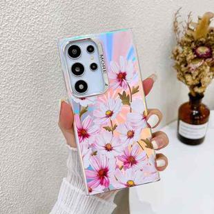 For Samsung Galaxy S22 Ultra 5G Electroplating Laser Flower Texture TPU Phone Case(Cosmos Flower AH7)