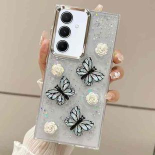 For Samsung Galaxy A55 Three-dimensional Butterfly Glitter TPU  Phone Case(Blue)