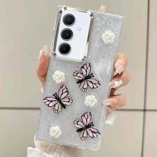 For Samsung Galaxy A55 Three-dimensional Butterfly Glitter TPU  Phone Case(Pink)