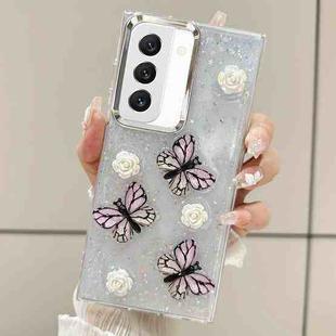 For Samsung Galaxy S22 5G Three-dimensional Butterfly Glitter TPU  Phone Case(Pink)