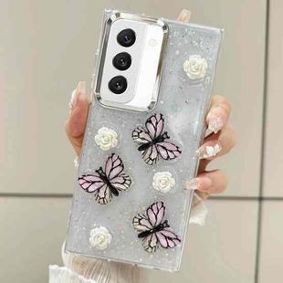 For Samsung Galaxy S22+ 5G Three-dimensional Butterfly Glitter TPU  Phone Case(Pink)