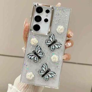 For Samsung Galaxy S22 Ultra 5G Three-dimensional Butterfly Glitter TPU  Phone Case(Blue)