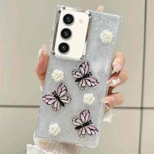 For Samsung Galaxy S23+ 5G Three-dimensional Butterfly Glitter TPU  Phone Case(Pink)