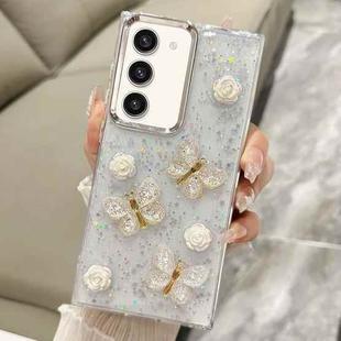 For Samsung Galaxy S23+ 5G Three-dimensional Butterfly Glitter TPU  Phone Case(Gold)