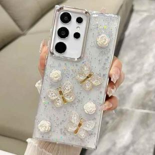 For Samsung Galaxy S23 Ultra 5G Three-dimensional Butterfly Glitter TPU  Phone Case(Gold)