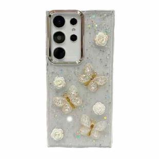 For Samsung Galaxy S25 Ultra 5G Three-dimensional Butterfly Glitter TPU  Phone Case(Gold)