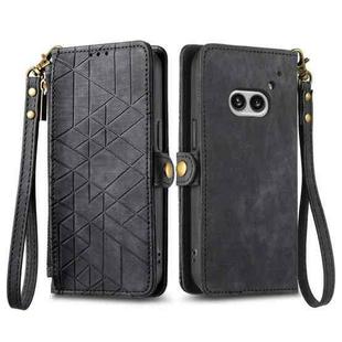 For Nothing Phone 2a Geometric Zipper Wallet Side Buckle Leather Phone Case(Black)