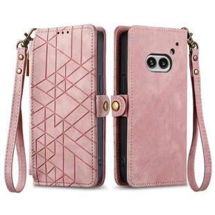 For Nothing Phone 2a Geometric Zipper Wallet Side Buckle Leather Phone Case(Pink)