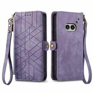 For Nothing Phone 2a Geometric Zipper Wallet Side Buckle Leather Phone Case(Purple)