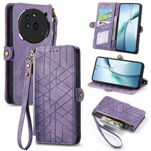 For Nothing Phone 3a Pro Geometric Zipper Wallet Side Buckle Leather Phone Case(Purple)