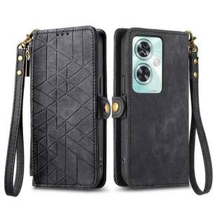 For OnePlus Nord N30 SE Geometric Zipper Wallet Side Buckle Leather Phone Case(Black)