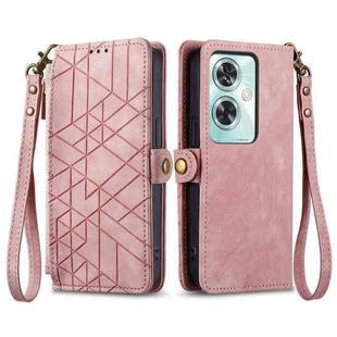 For OnePlus Nord N30 SE Geometric Zipper Wallet Side Buckle Leather Phone Case(Pink)
