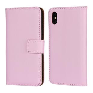 Leather Horizontal Flip Holster for iPhone X/XS with Magnetic Clasp and Bracket and Card Slot and Wallet(Pink)