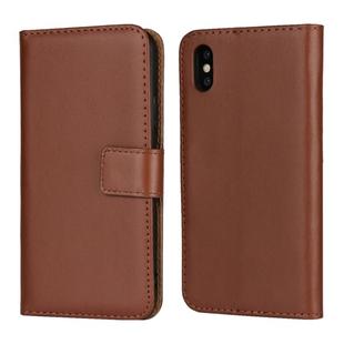 Leather Horizontal Flip Holster for iPhone X/XS with Magnetic Clasp and Bracket and Card Slot and Wallet(Brown)