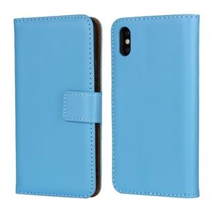 Leather Horizontal Flip Holster for iPhone X/XS with Magnetic Clasp and Bracket and Card Slot and Wallet(Blue)