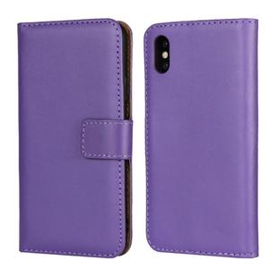 Leather Horizontal Flip Holster for iPhone X/XS with Magnetic Clasp and Bracket and Card Slot and Wallet(Purple)