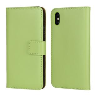 Leather Horizontal Flip Holster for iPhone X/XS with Magnetic Clasp and Bracket and Card Slot and Wallet(Green)