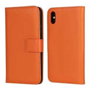 Leather Horizontal Flip Holster for iPhone X/XS with Magnetic Clasp and Bracket and Card Slot and Wallet(Orange)