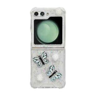 For Samsung Galaxy Z Flip6 Three-dimensional Butterfly Glitter TPU  Phone Case(Blue)