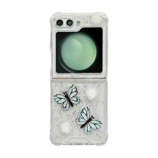 For Samsung Galaxy Z Flip5 Three-dimensional Butterfly Glitter TPU  Phone Case(Blue)