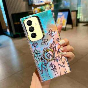For Samsung Galaxy A15 5G Electroplating Laser Flower Ring Holder TPU Phone Case(Drawn Flowers AH3)