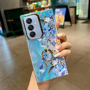 For Samsung Galaxy A25 5G Electroplating Laser Flower Ring Holder TPU Phone Case(Myosotis AH2)