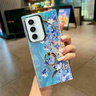 For Samsung Galaxy S23 FE 5G Electroplating Laser Flower Ring Holder TPU Phone Case(Myosotis AH2)