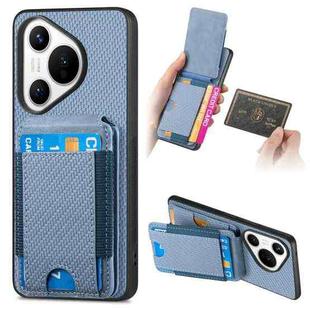 For Huawei Pura 70 Carbon Fiber Vertical Flip Wallet Stand Phone Case(Blue)