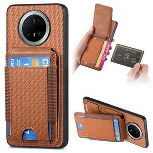 For Huawei Mate 70 Carbon Fiber Vertical Flip Wallet Stand Phone Case(Brown)
