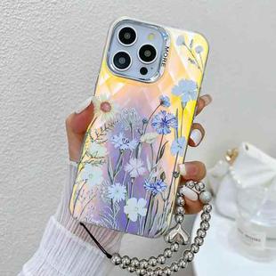 For iPhone 13 Pro Electroplating Laser Flower Phone Case with Wrist Strap(Chrysanthemum AH5)