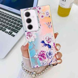 For Samsung Galaxy A35 5G Electroplating Laser Flower Phone Case with Wrist Strap(Peony AH11)