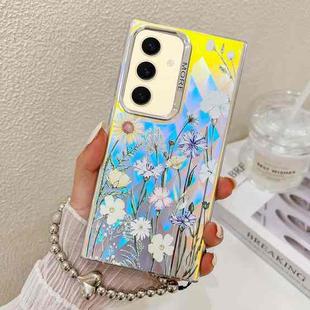 For Samsung Galaxy S24+ 5G Electroplating Laser Flower Phone Case with Wrist Strap(Chrysanthemum AH5)
