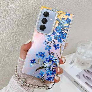 For Samsung Galaxy A25 5G Electroplating Laser Flower Phone Case with Wrist Strap(Myosotis AH2)